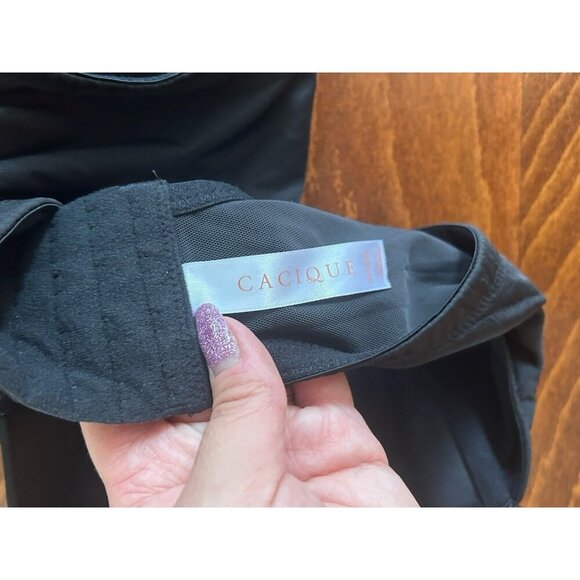 Cacique Lane Bryant Solid Black Boost Plunge Padded Bra Plus Size 42DDD - Picture 4 of 7